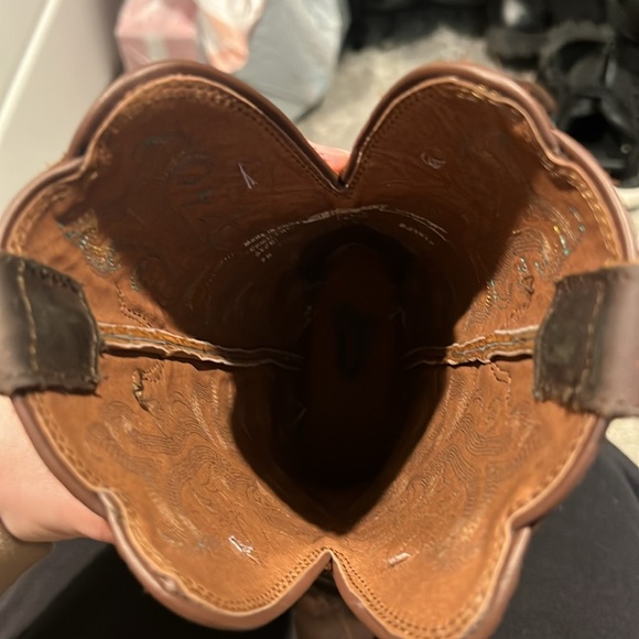 Justin L2552 Western Cowboy Boots Apache Brown Leather Turquoise Size 7B - Picture 6 of 9